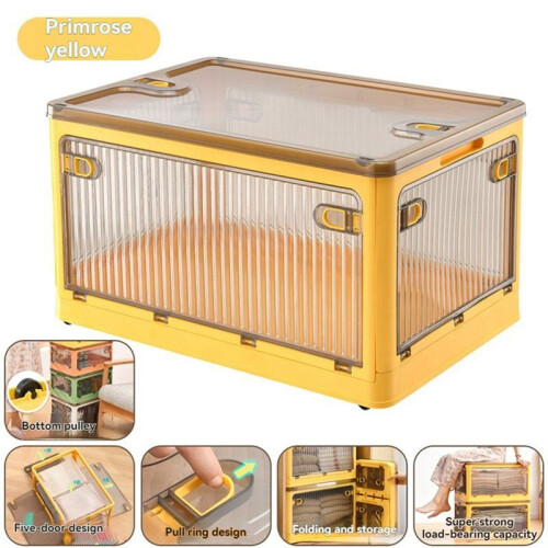 Foldable Storage Box with Wheels Large Capacity Transparent Stackable Waterproof for Closet Use and Home Organization D 2