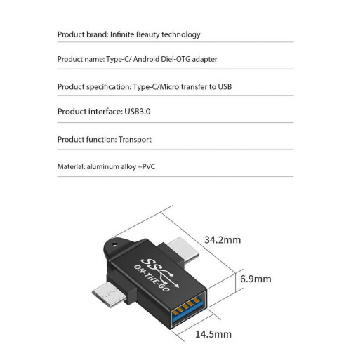 USB-C to USB-A OTG adapter 2-in-1 2