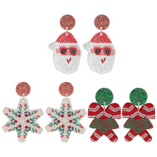 Christmas drop earrings set bows snowflakes Santa Claus 3