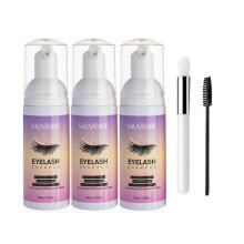3pcs Eyelash Extension Cleanser Shampoo Kit Mousse Fast Makeup Glue Removal Foam Set for Women Deeply Cleaning with Brush
