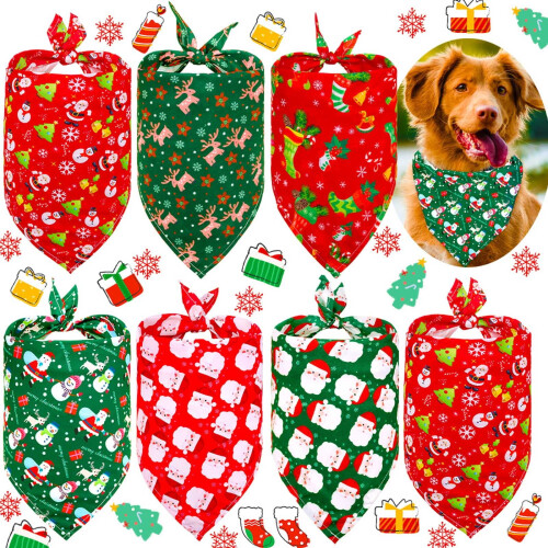 Christmas pet triangle towel with snowman pattern 2