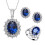 3 pezzi di orecchini, collana e anello con finta gemma ovale e strass, gioielli da donna. 6
