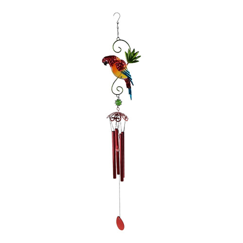 Iron Parrot Wind Chime Home Decor Red 3D 2