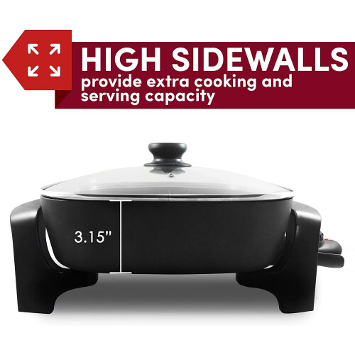 Electric Skillet Non-stick 7.5 Qt Black 2