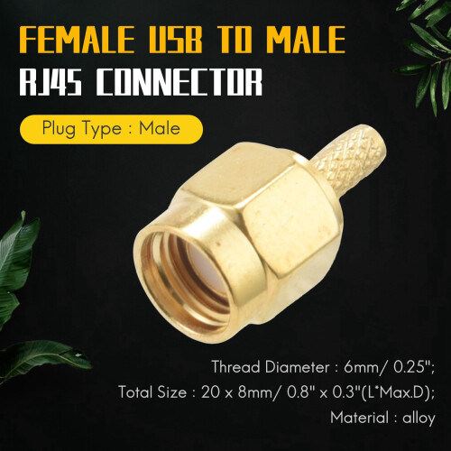 SMA male plug straight crimp RF adapter 5 pcs 1