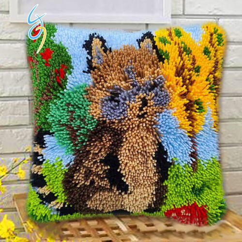 Latch Hook Kit Animal Rug Pre-Printed Canvas 40x40cm