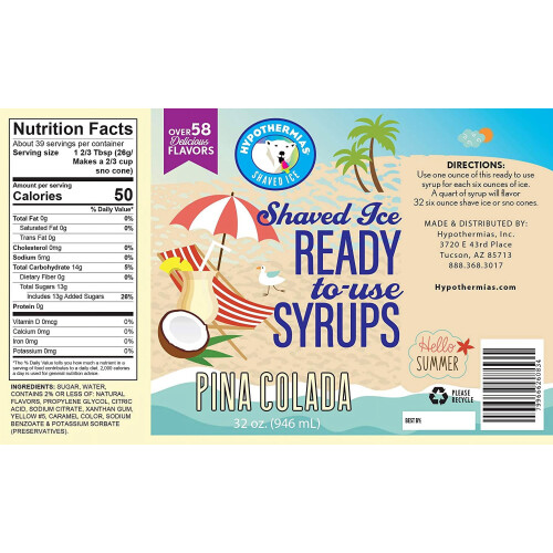 Piña Colada shaved ice syrup 32 fl oz 1