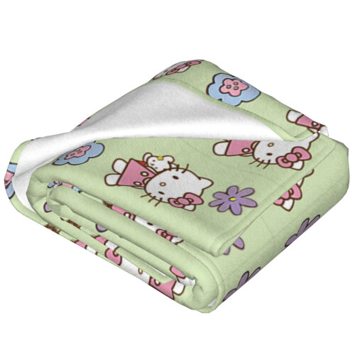 Υπερ-μαλακή φανελένια κουβέρτα Hello Kitty με εκτύπωση μονής όψης 60"x50", συμβατή με 2