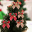 Red Christmas Bows with Iron Bells, DIY Tree Ornaments, 4