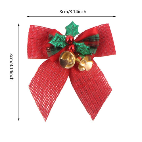 Christmas Bows with Iron Bells Red One Size 1