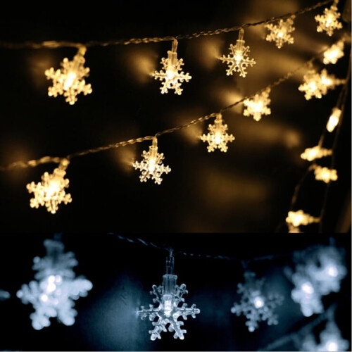 Christmas snowflake LED string lights battery operated 20 1