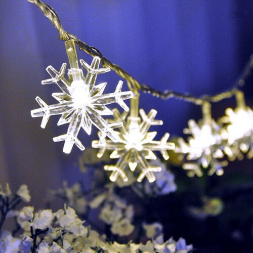 Christmas snowflake LED string lights battery operated 20 2
