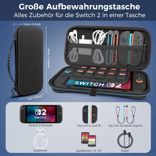 Hard Case for Nintendo Switch 2 Console with 10 Game Slots Black — nintendo switch 2 case, switch 2 protection 1