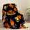 Halloween Throw Blanket Orange Pumpkin Black Bat Print 2
