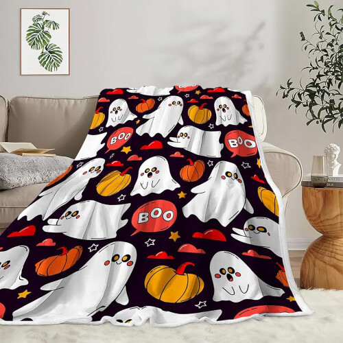 Halloween throw blanket for couch or bed, yellow gothic 1