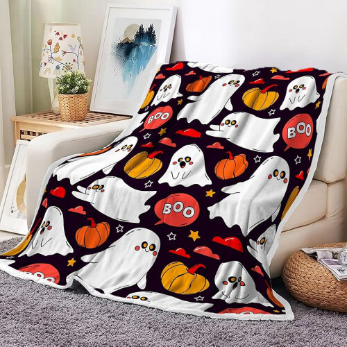 Halloween throw blanket for couch or bed, yellow gothic 2