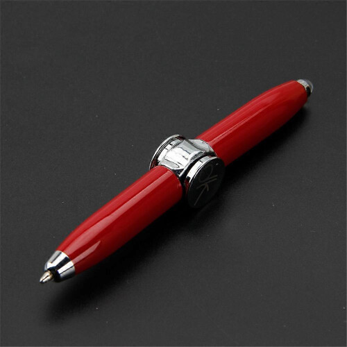 (Red) Multi-Function Cool Fidget Spinner Fingertip Gyro Pen with LED Light Anti Stress