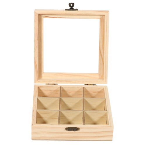 Wooden Tea Bag Organizer Box with 9 Compartments 2