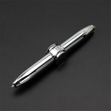 (Electroplated silver) Multi-Function Cool Fidget Spinner Fingertip Gyro Pen with LED Light Anti Stress