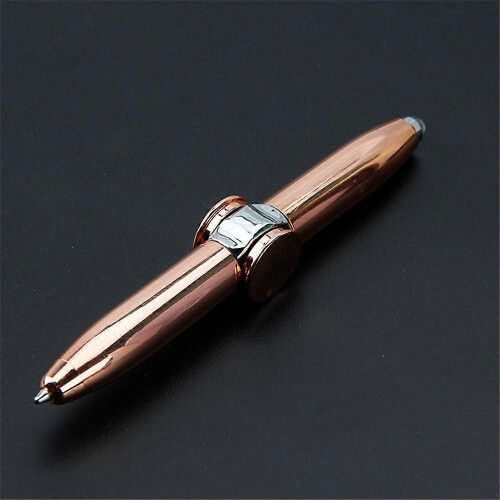 (Rose gold) Multi-Function Cool Fidget Spinner Fingertip Gyro Pen with LED Light Anti Stress