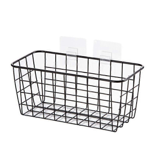 (as shown 1) Wrought Iron Kitchen Seasoning Storage Baskets Cosmetic Storage Basket Bathroom Rectangular Storage Box Wall Hanging Rack