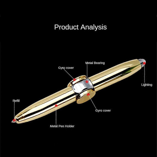 (Rose gold) Multi-Function Cool Fidget Spinner Fingertip Gyro Pen with LED Light Anti Stress 2