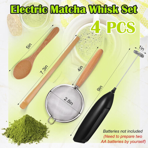 Electric Matcha Whisk Set with Scoop Spoon Sifter 2