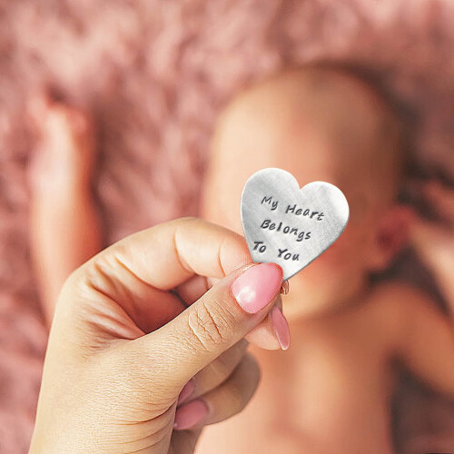 Handmade heart pocket hug token personalized 1.2x1.2 in 2