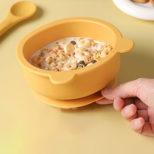 Silica Bowl Food Grade Bear Shape with Suction Base 1
