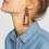 Pendientes colgantes grandes de forma rectangular geométrica multicolor. 6