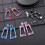 Pendientes colgantes grandes de forma rectangular geométrica multicolor. 8