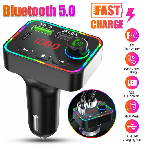 USB car FM transmitter with MP3 player and hands-free kit 1