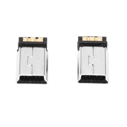 Mini USB 5-pin male plug silver tone dark gray 20 pcs 2
