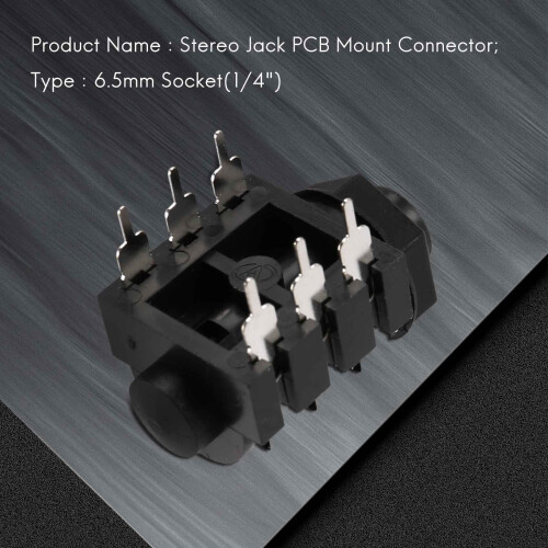 Stereo Audio Jack Socket PCB Panel Mount 6.5mm 6 Pin 1