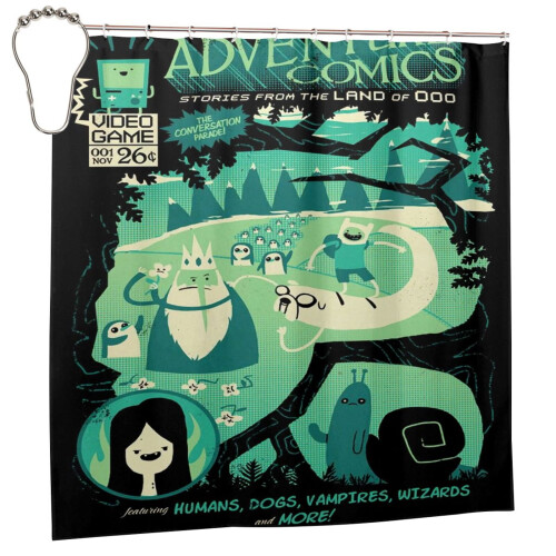 Adventure Time shower curtain polyester 72x72 inches with 1