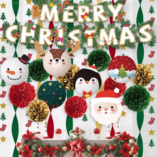 Christmas Honeycomb Balls Red White 3D Ornament Set 1