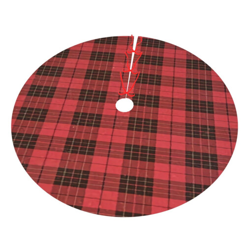 Christmas tree skirt plaid 36 inch thick rustic holiday 2