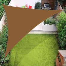 (4 meters on one side, sand yellow) WATERPROOF HEAVY DUTY SUN SHADE SAIL GARDEN PATIO AWNING CANOPY 98% UV BLOCK