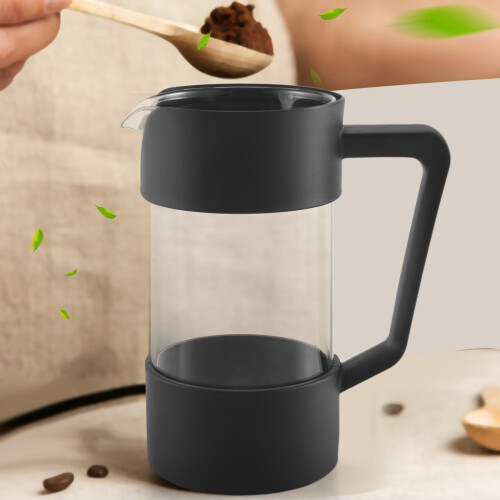 French Press Coffee Maker Thickened Borosilicate Glass Black 2