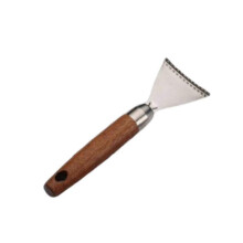(wooden, brown) Stainless Steel Sharp Durable Fish Scale Remover,Portable Fish Scale Remover