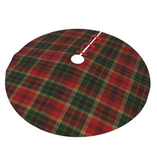 Christmas tree skirt plaid 48 inch thick rustic holiday 1