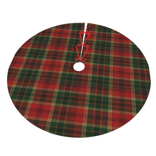 Christmas tree skirt plaid 48 inch thick rustic holiday 2