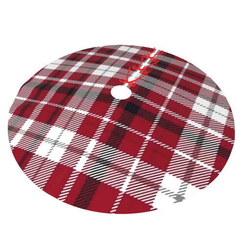 Christmas Tree Skirt Plaid 48 Inch Thick Rustic Holiday 1
