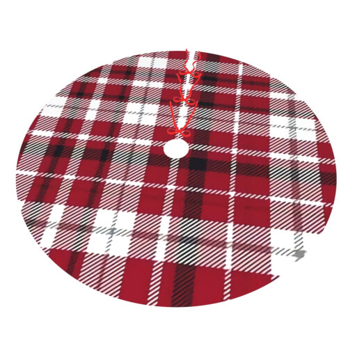 Christmas Tree Skirt Plaid 48 Inch Thick Rustic Holiday 2