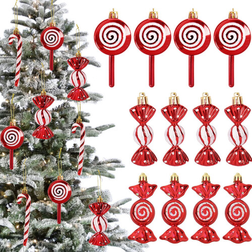 Christmas Tree Pendant Red Star Snowflake Ornament 6 pcs 1