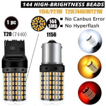 (7440 white light) 2PCS 1156 BA15S P21W BAU15S PY21W T20 7440 W21W 3157 1157 P21/5W W21/5W LED Bulbs 144 SMD led CanBus Lamp