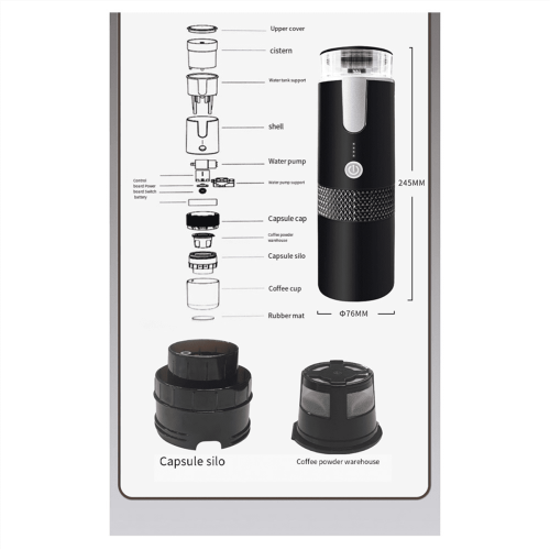 Wireless Electric Coffee Maker USB Rechargeable 1200mAh 1
