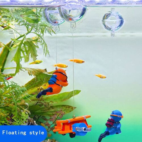 Blue diver decorative ornament for fish tanks 1 pc 2