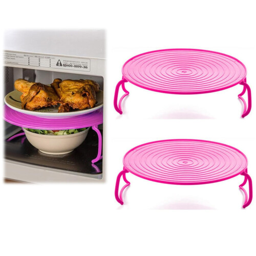 Microwave Folding Tray 2-Pack 2-Tier Stackable 1