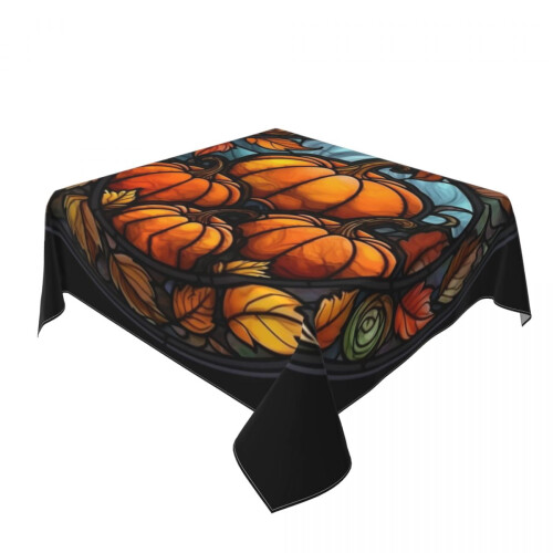 Halloween Pumpkin Tablecloth White Square 1
